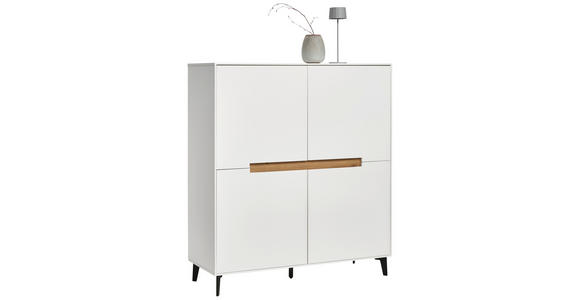 HIGHBOARD Schwarz, Weiß, Eichefarben  - Eichefarben/Schwarz, MODERN, Holzwerkstoff/Metall (118/130/40cm) - Novel