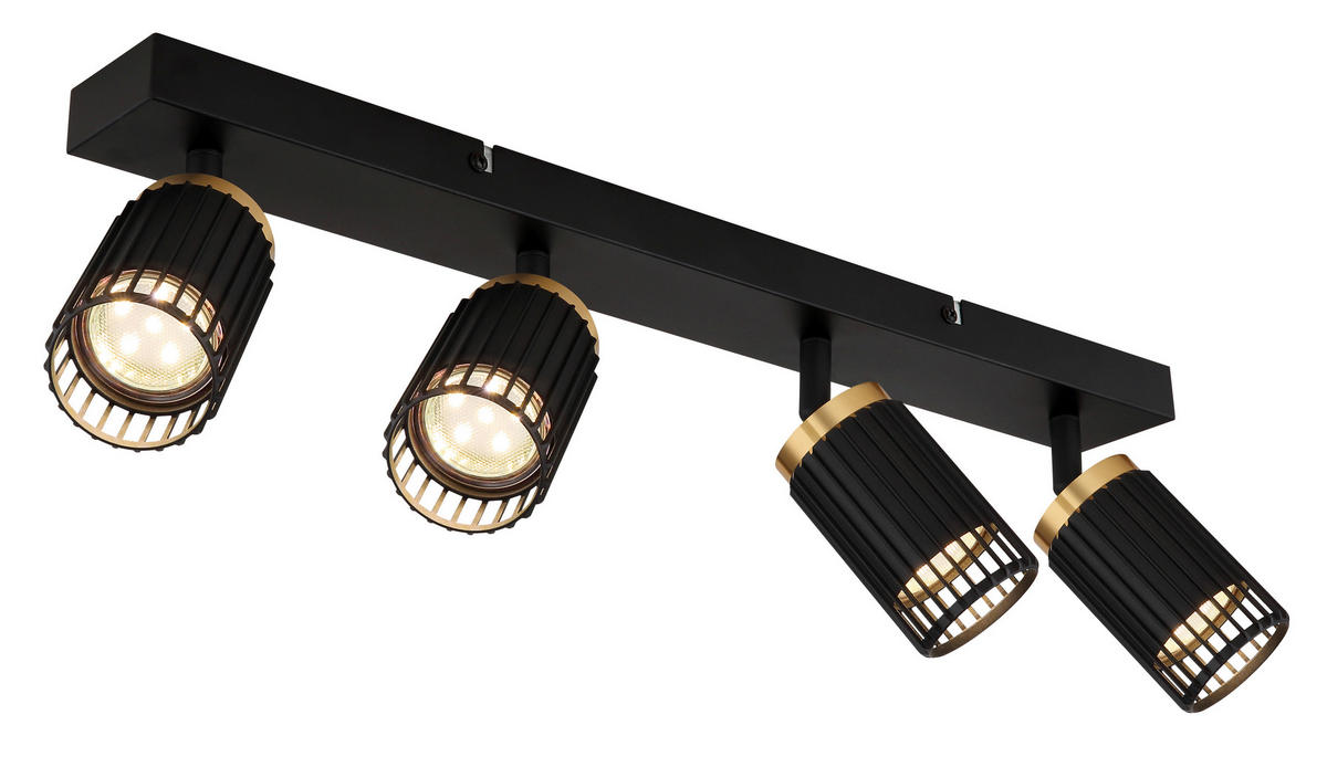 BODOVÉ SVÍTIDLO, 25 W/GU10, 53/12.5/15.5 cm - černá/barvy zlata, Design, kov (53/12.5/15.5cm) - Globo