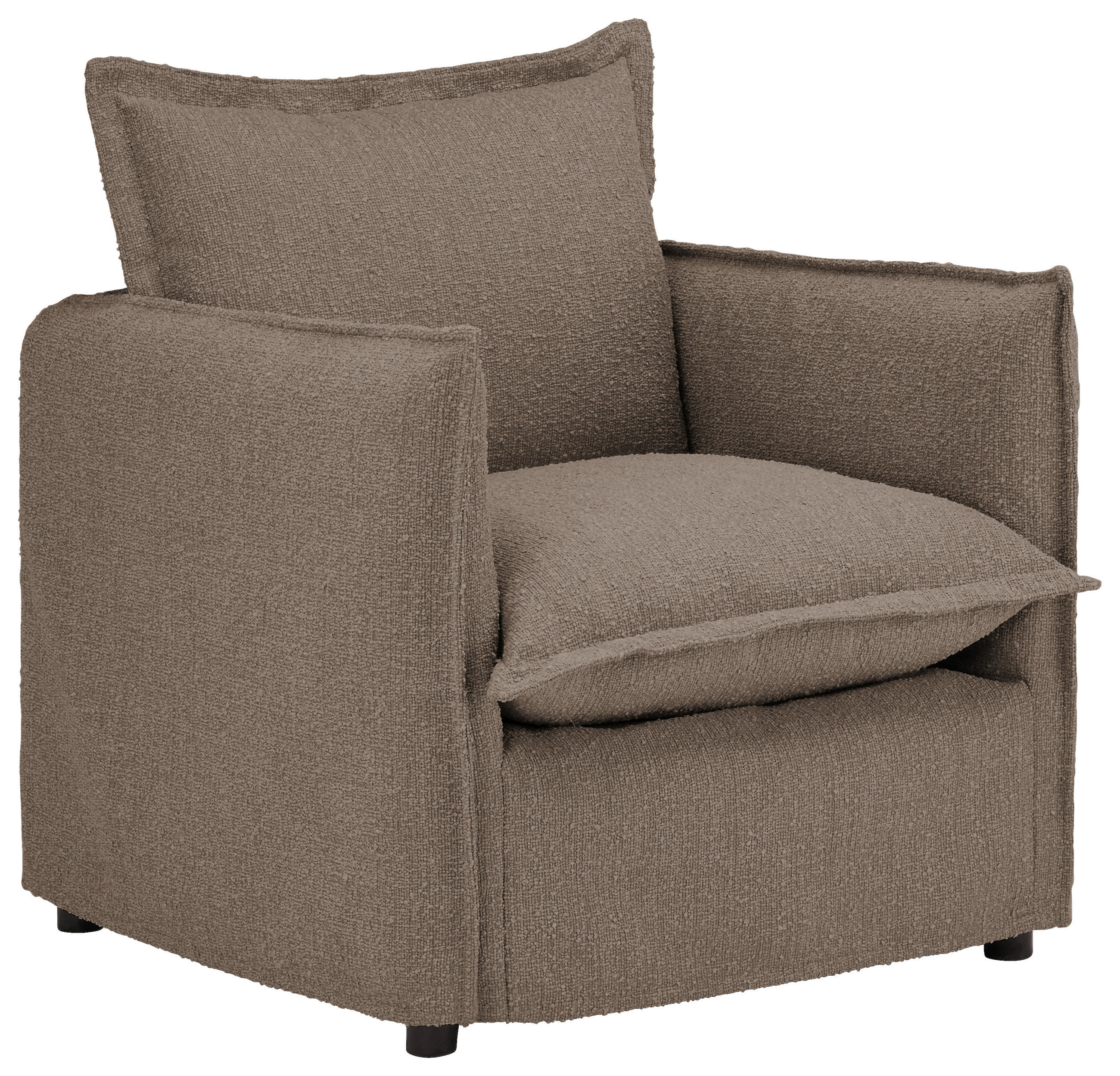 SESSEL Flachgewebe, Bouclé Braun    - Schwarz/Braun, Trend, Textil/Metall (120/82/98cm) - Livetastic