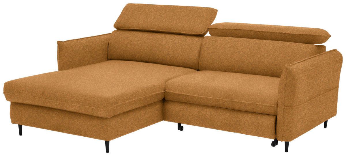 ECKSOFA inkl. Funktionen Currygelb, Gelb, Orange Samt  - Currygelb/Gelb, Design, Holz/Textil (185/232cm) - Stylife