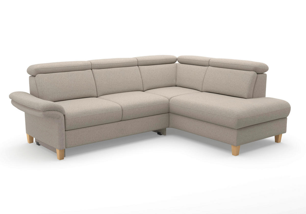 ECKSOFA Flachgewebe Taupe  - Taupe/Eichefarben, Konventionell, Holz/Textil (247/193cm) - Sit & More