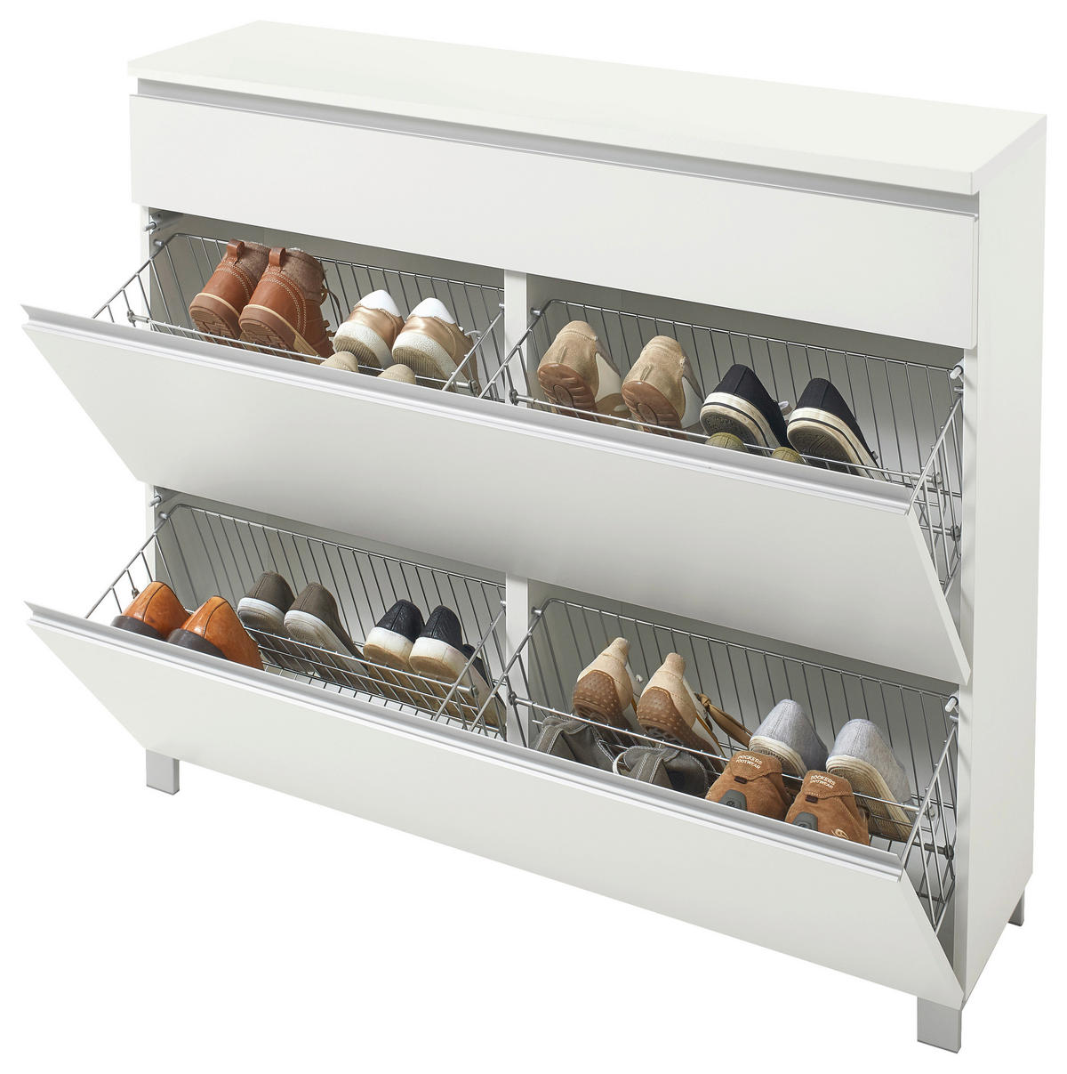 GARDEROBE 3-teilig  in 205/195/31 cm  - Weiss/Silberfarben, Design, Holzwerkstoff (205/195/31cm)