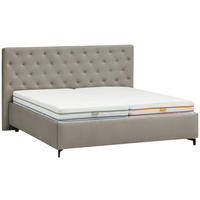 POLSTERBETT 200/200 cm,  in Hellgrau, gepolstertes Kopfteil, Lattenroste,  - Birkefarben/Hellgrau, KONVENTIONELL, Holz/Textil (200/200cm) - Novel