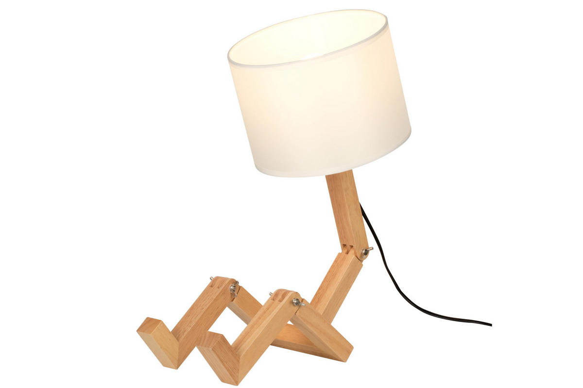 STOLNÁ LAMPA, E27, 42/22/47 cm - farba duba/béžová, Lifestyle, drevo/textil (42/22/47cm) - Marama