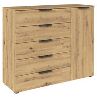 BYRÅ 120/100/42 cm  - grafitfärgad/ek Artisan, Modern, metall/trämaterial (120/100/42cm) - Rauch Möbel