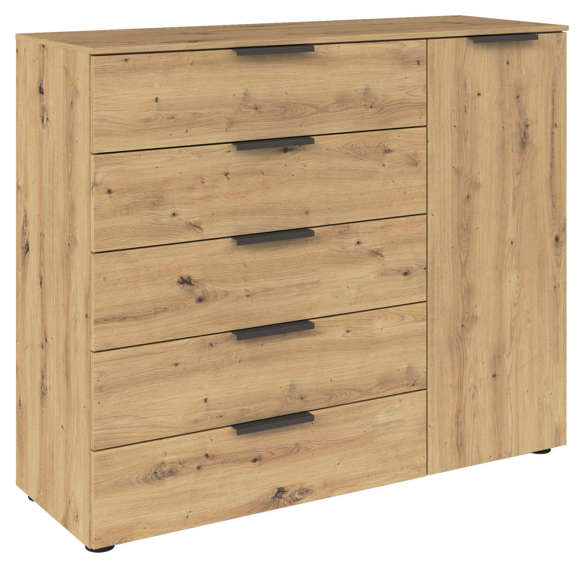 BYRÅ 120/100/42 cm  - grafitfärgad/ek Artisan, Modern, metall/trämaterial (120/100/42cm) - Rauch Möbel
