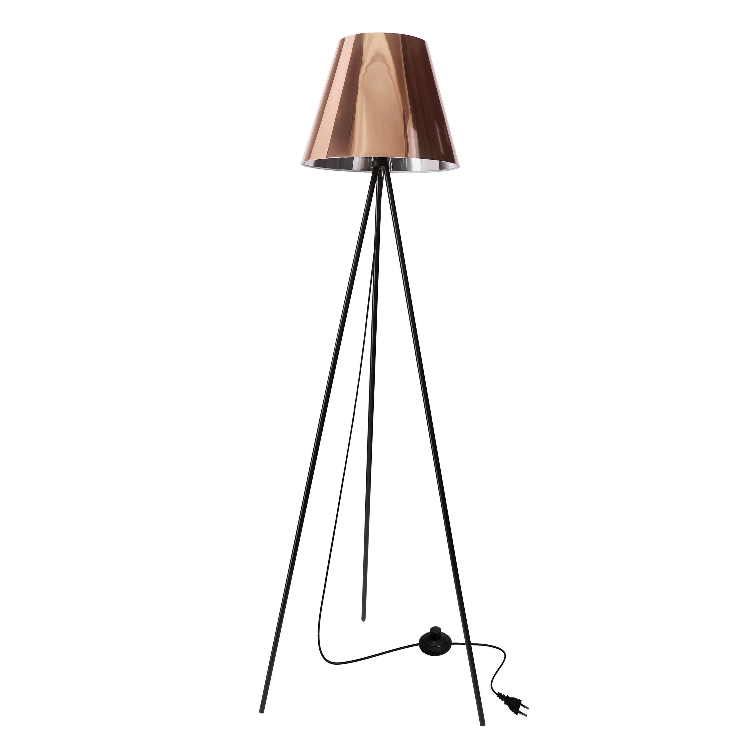 STEHLEUCHTE Platino 48/48/150 cm  - Schwarz/Kupferfarben, KONVENTIONELL, Kunststoff/Metall (48/48/150cm)