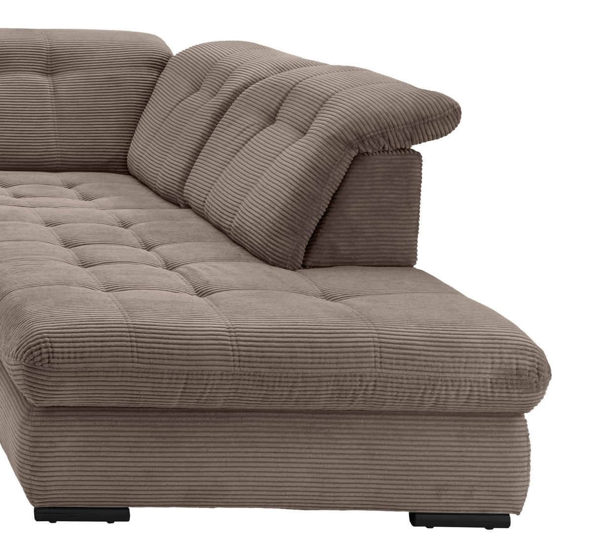 WOHNLANDSCHAFT in Cord Graubraun  - Graubraun/Schwarz, Modern, Textil/Metall (184/387/252cm) - Livetastic