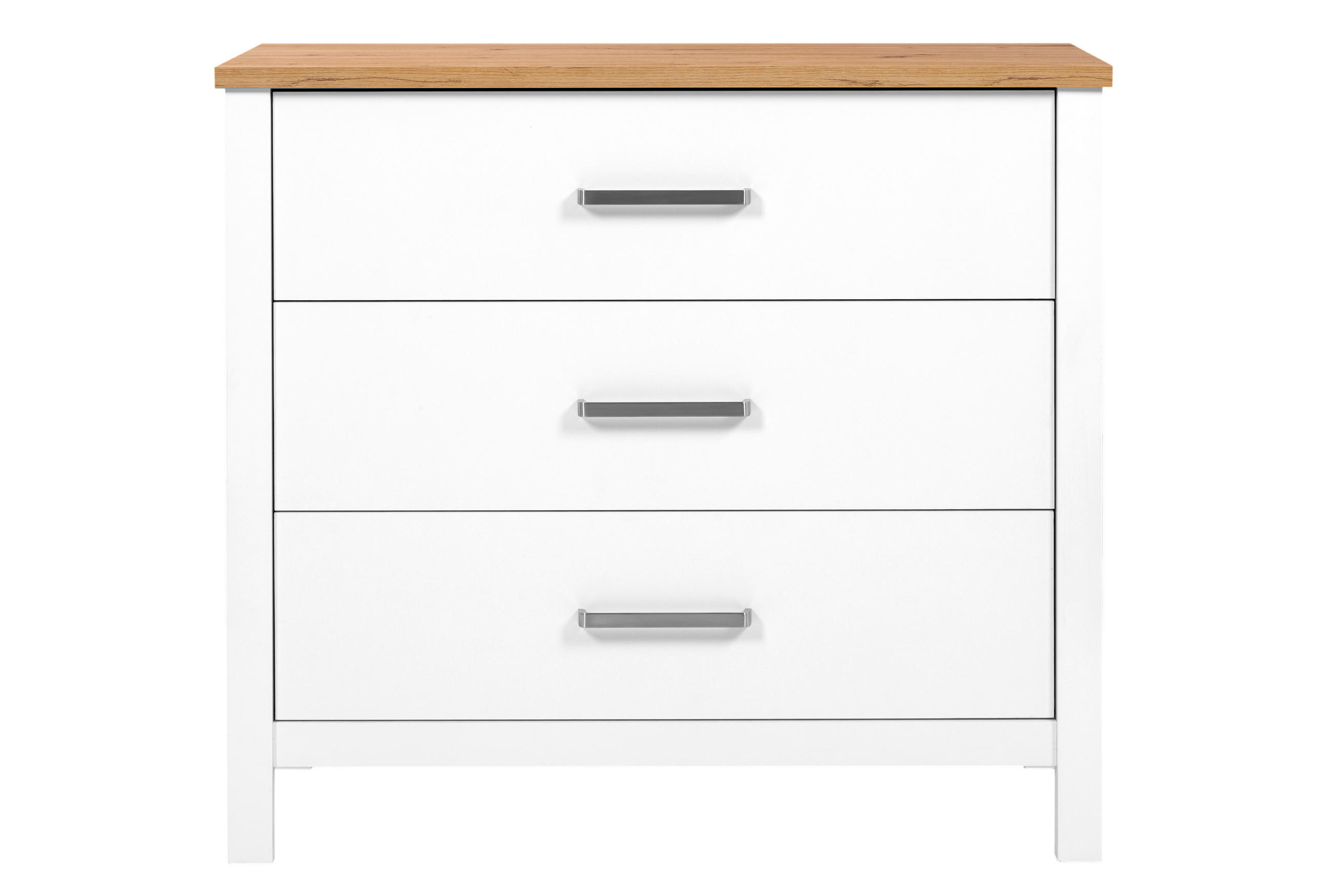 KOMODA   103/92/45 cm   bijela, hrast Artisan  - bijela/srebrne boje, Romantično / ladanjski, drvni materijal/metal (103/92/45cm)