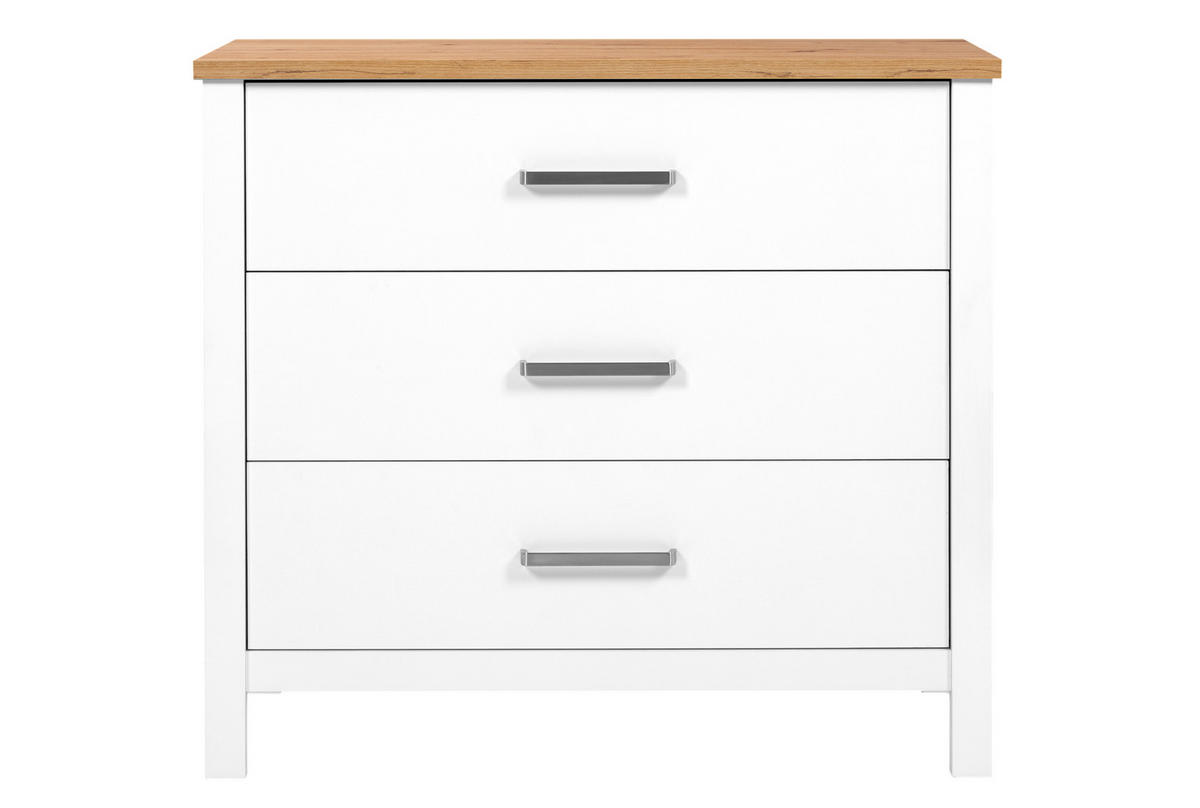 KOMODA   103/92/45 cm   bijela, hrast Artisan  - bijela/srebrne boje, Romantično / ladanjski, drvni materijal/metal (103/92/45cm)