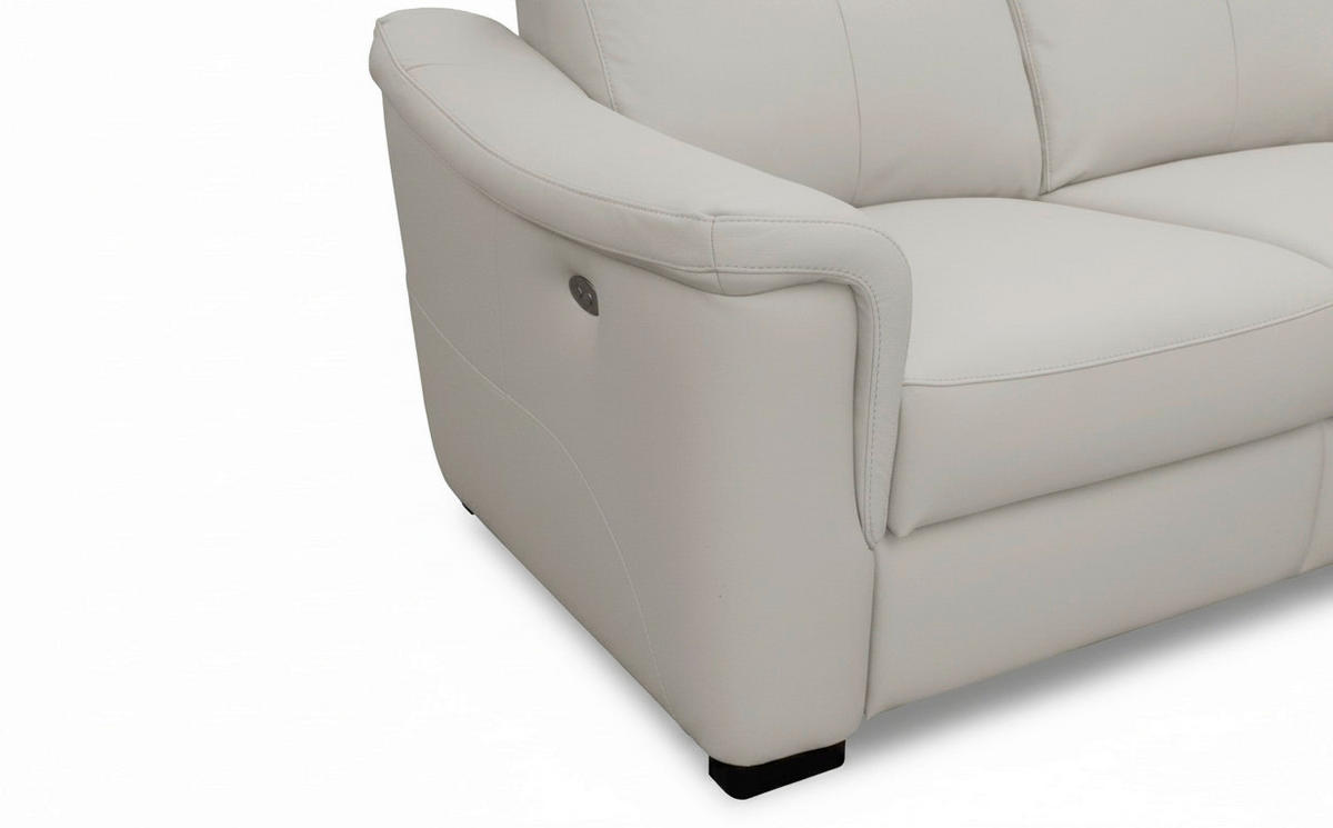 ECKSOFA Echtleder Platinfarben  - Platinfarben/Wengefarben, Design, Leder/Holz (260/229cm) - Livetastic