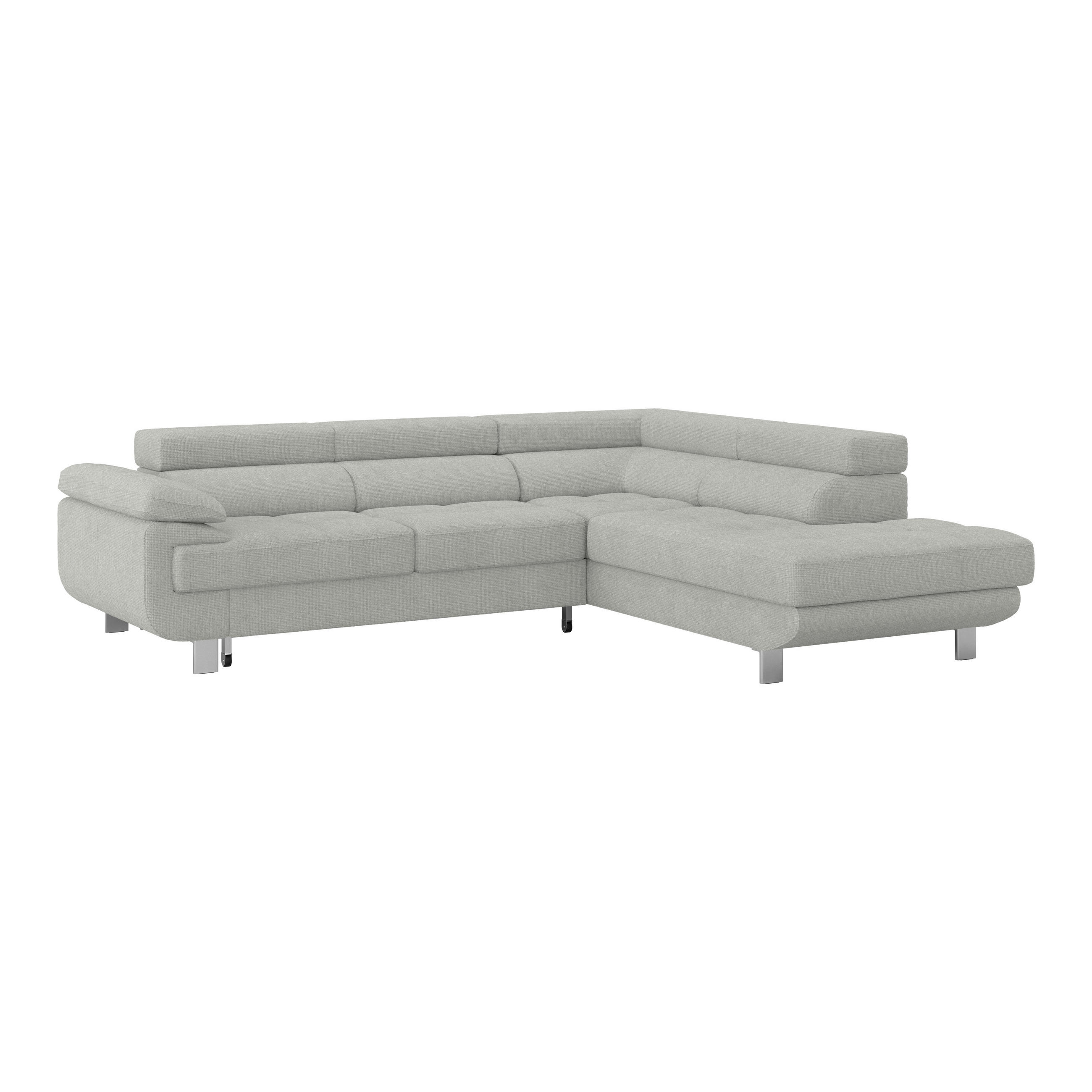 ECKSOFA in Drell Hellgrau  - Hellgrau, Modern, Textil/Metall (270/230cm) - MID.YOU