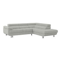 ECKSOFA in Drell Hellgrau  - Hellgrau, Modern, Textil/Metall (270/230cm) - MID.YOU