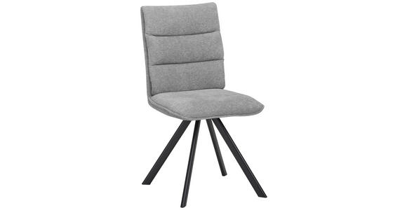 STUHL  Stoffauswahl beflockt  Grau, Schwarz  - Schwarz/Grau, Design, Textil/Metall (47,5/92/59cm) - Cantus