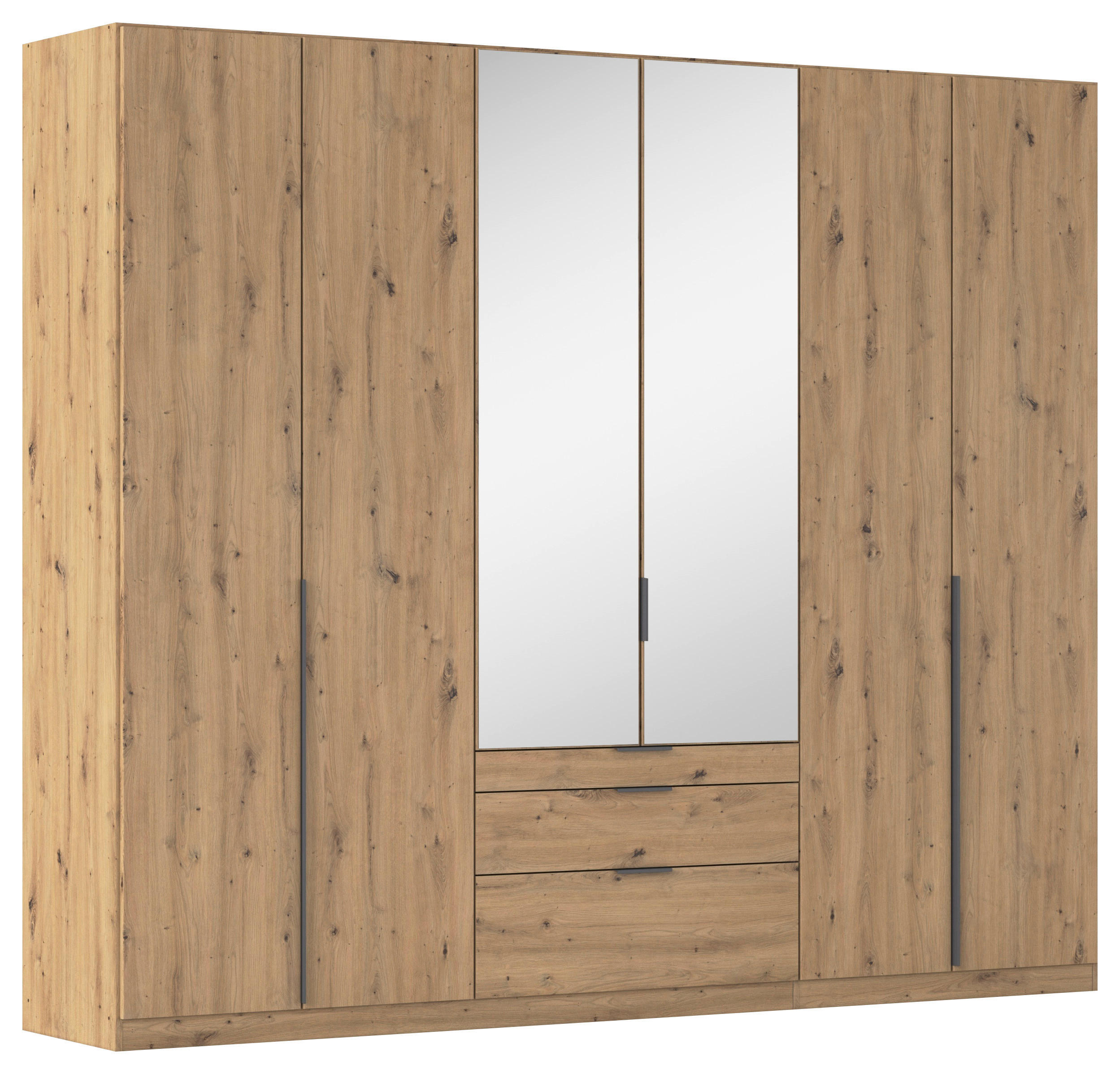 Rauch Möbel ŠATNÍ SKŘÍŇ S OTOČNÝMI DVEŘMI, barvy stříbra, tmavě šedá, dub artisan, 271/229/54 cm