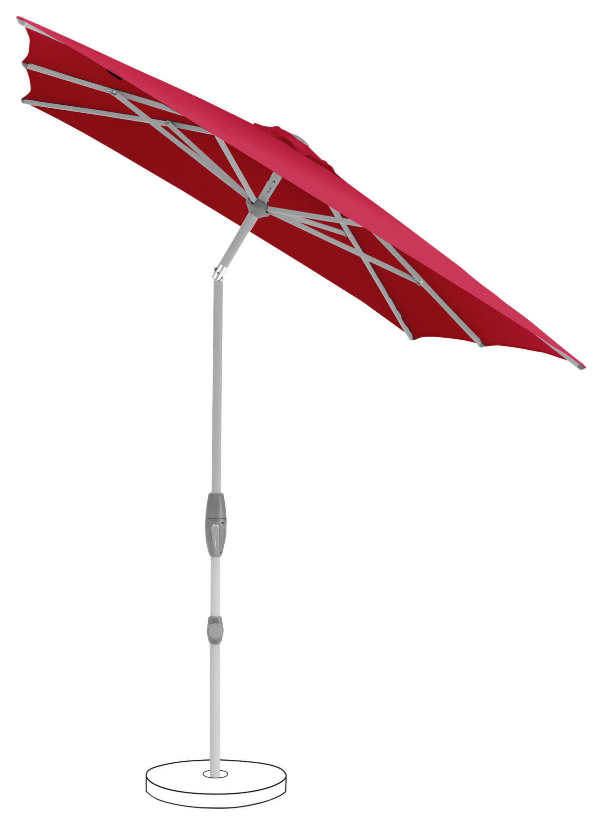 SONNENSCHIRM Rot  - Silberfarben/Rot, KONVENTIONELL, Textil/Metall (250/200cm) - Suncomfort by Glatz