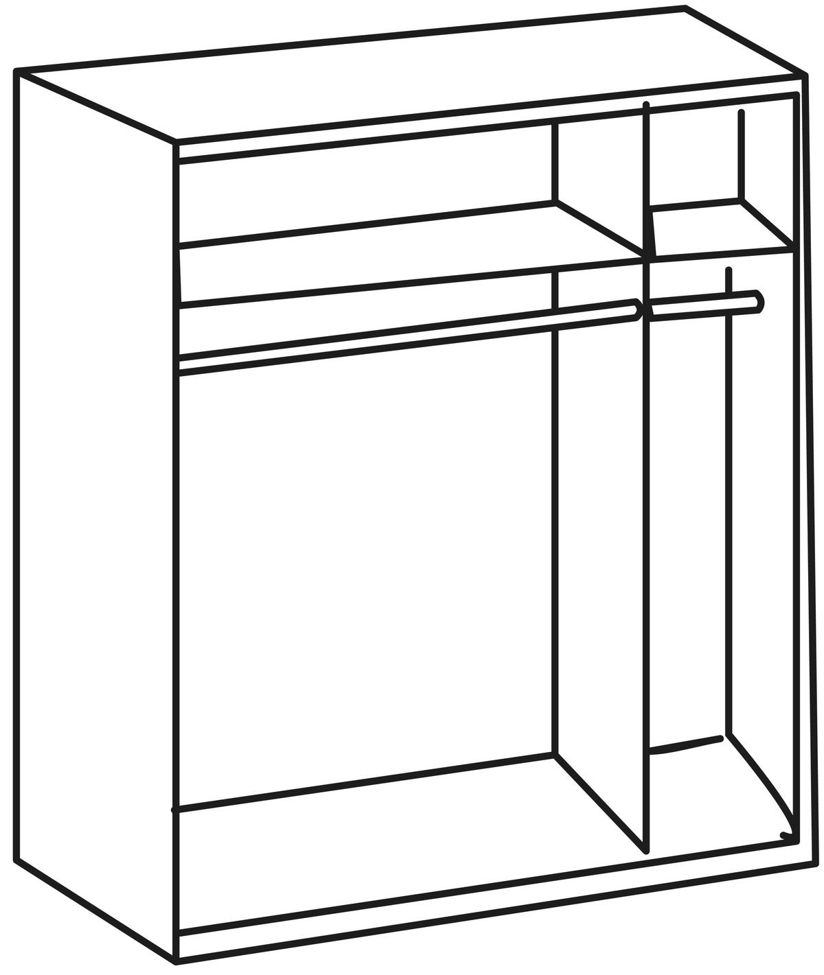 SCHWEBETÜRENSCHRANK 135/198/65 cm 2-türig Graphitfarben, Plankeneiche  - Plankeneiche/Schwarz, Design, Glas/Holzwerkstoff (135/198/65cm) - Boxxx