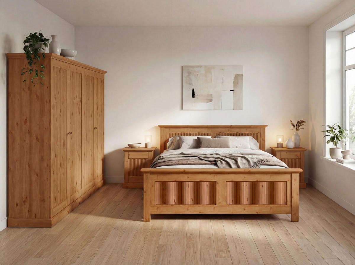 BETT 180/200 cm,  in Eichefarben,  - Eichefarben, KONVENTIONELL, Holz (180/200cm) - Linea Natura