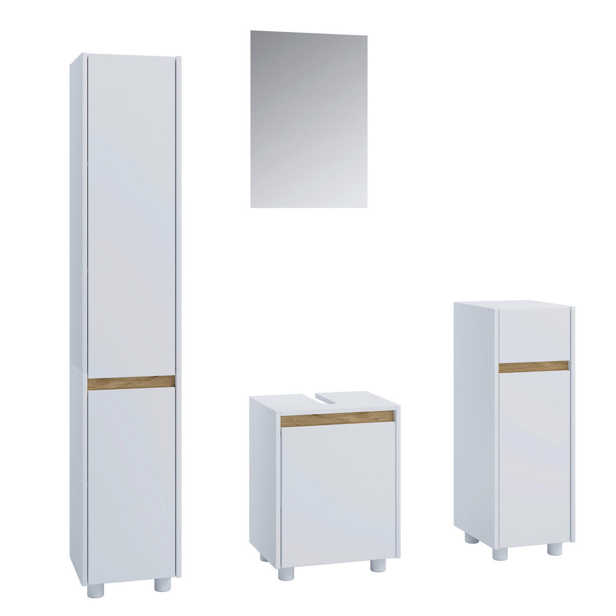 BADEZIMMER 4-teilig  in 112 cm  - Honigeiche/Silberfarben, Trend, Holzwerkstoff/Kunststoff (112cm) - MID.YOU