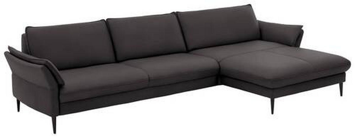 ECKSOFA in Echtleder Dunkelbraun  - Dunkelbraun/Schwarz, Design, Leder/Metall (334/172cm) - Valdera