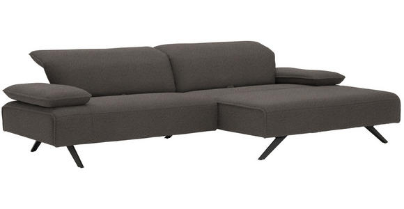 ECKSOFA in Flachgewebe Dunkelgrau  - Dunkelgrau/Anthrazit, Design, Textil/Metall (280/165cm) - Ambiente