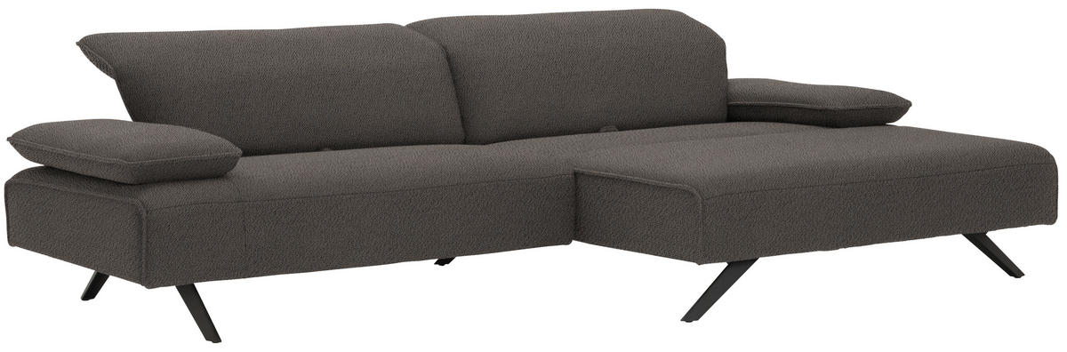 ECKSOFA in Flachgewebe Dunkelgrau  280/165 cm  - Dunkelgrau/Anthrazit, Design, Textil/Metall (280/165cm) - Johann Jakob