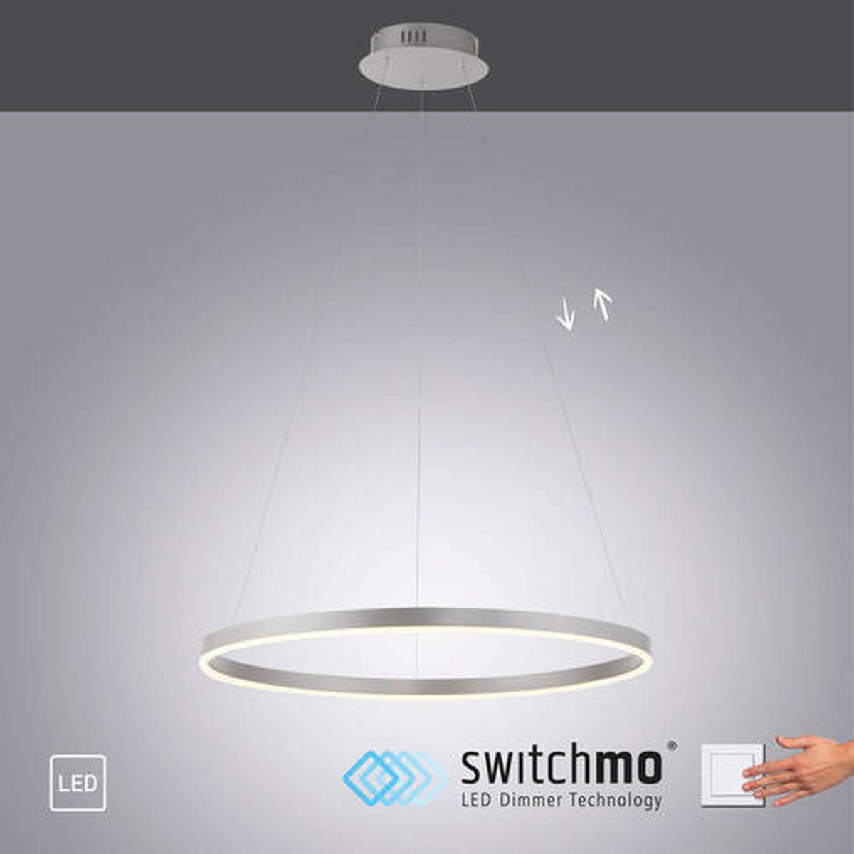 ZÁVĚSNÉ LED SVÍTIDLO, 58,5/58,5/120 cm  - barvy hliníku, Design, kov/plast (58,5/58,5/120cm)