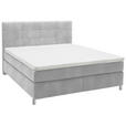 BOXSPRINGBETT 160/200 cm  in Hellgrau  - Chromfarben/Hellgrau, KONVENTIONELL, Kunststoff/Textil (160/200cm) - Voleo