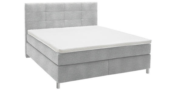 BOXSPRINGBETT 180/200 cm  in Hellgrau  - Chromfarben/Hellgrau, KONVENTIONELL, Kunststoff/Textil (180/200cm) - Voleo