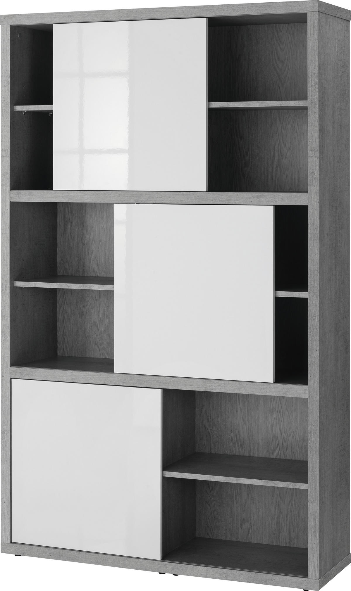 REGAL siva, bijela visoki sjaj  drvni materijal  - siva/bijela visoki sjaj, Design, drvni materijal (120/195/35,6cm) - Carryhome