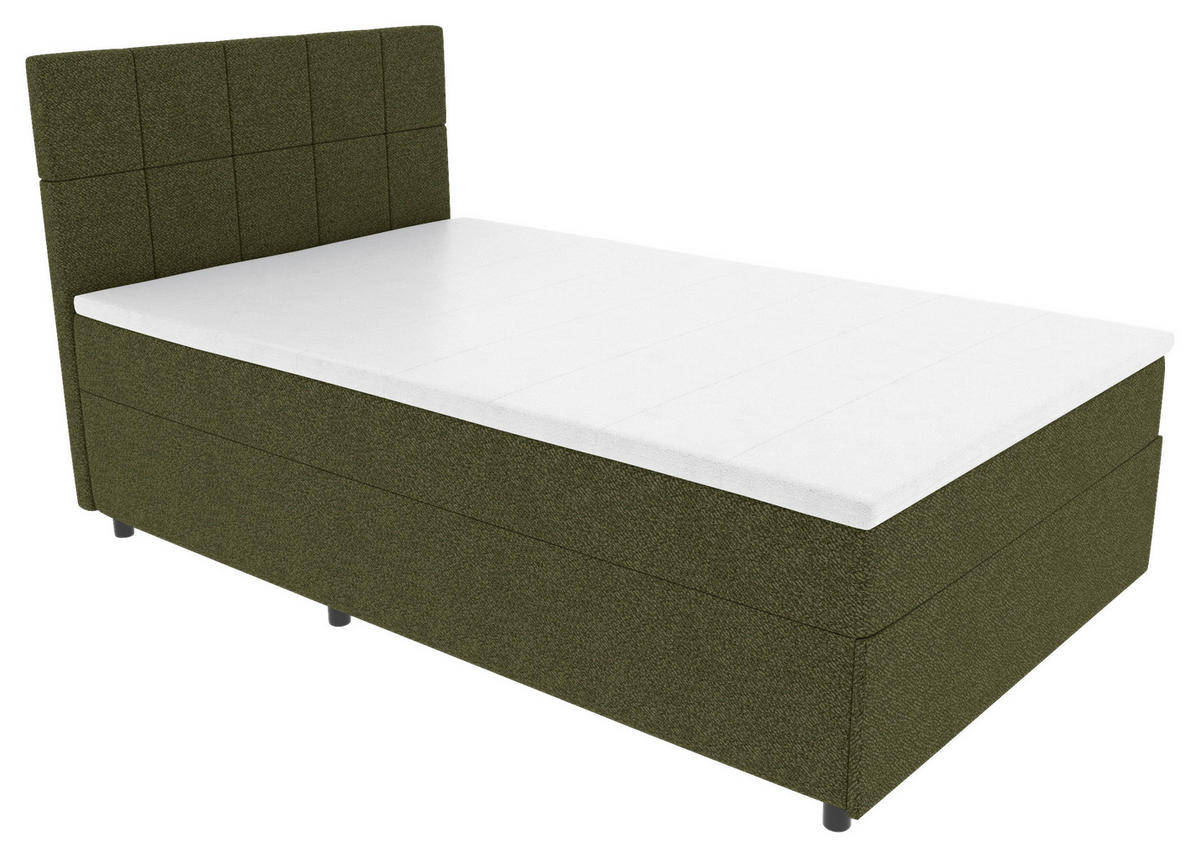 BOXBETT 120/200 cm,  in Grün, Matratze, Topper, Bettschublade, H3 = fest  - Schwarz/Grün, KONVENTIONELL, Kunststoff/Textil (120/200cm) - Boxxx