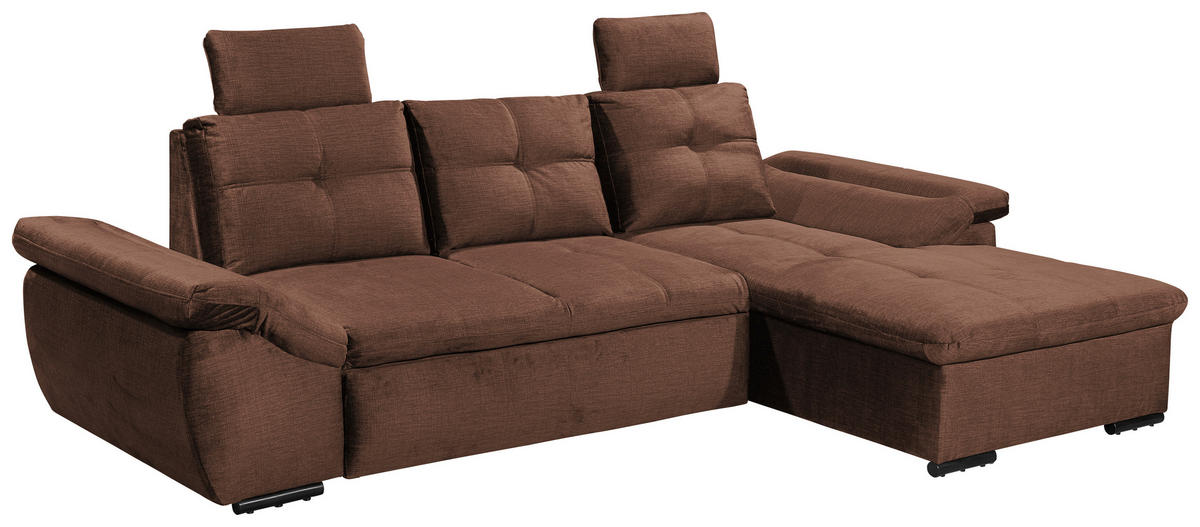 ECKSOFA in Mikrovelours Kupferfarben  - Schwarz/Kupferfarben, Konventionell, Kunststoff/Textil (275/170cm) - Carryhome
