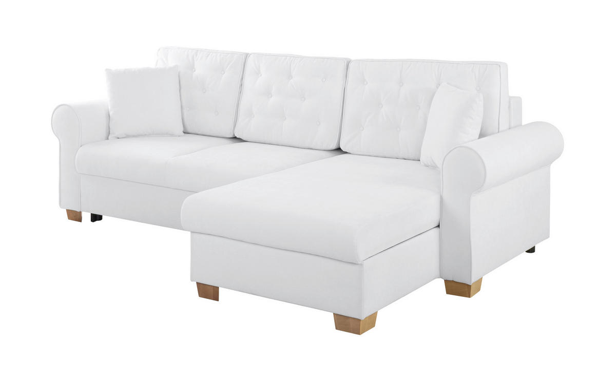 ECKSOFA in Creme  - Buchefarben/Creme, Design, Holz/Textil (266/161cm) - MID.YOU