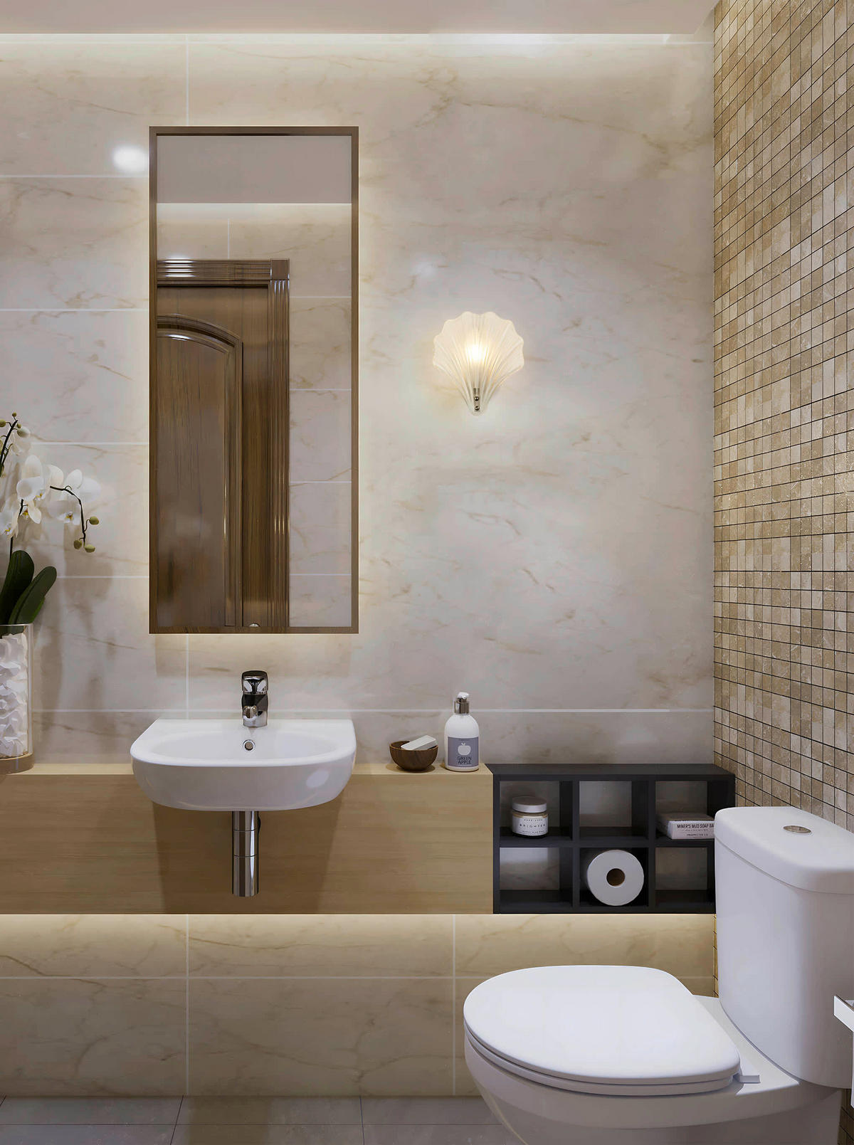 WANDLEUCHTE Shell 19,5/19,5/22 cm  - Silberfarben, Design, Glas/Metall (19,5/19,5/22cm)