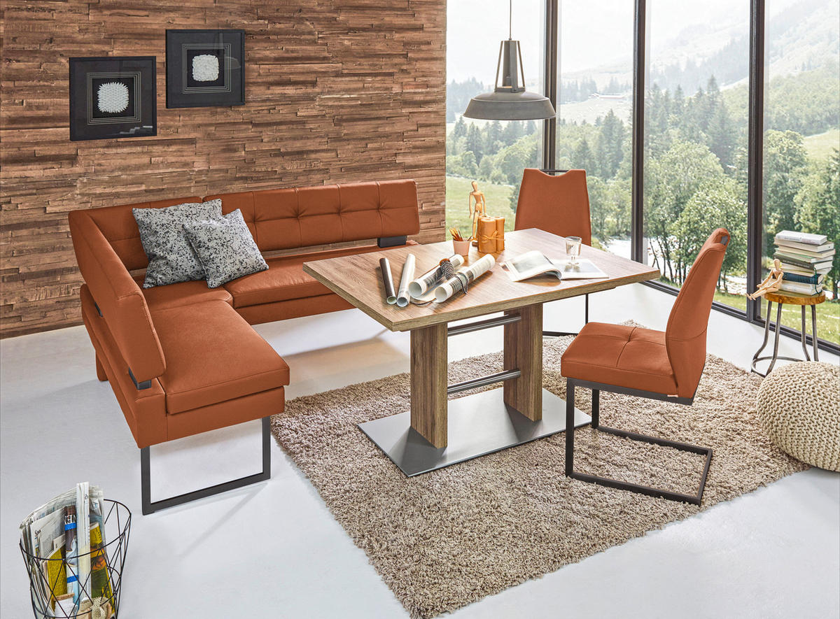 ECKBANK 158/200 cm  in Braun, Orange  - Schwarz/Braun, Design, Textil/Metall (158/200cm) - Dieter Knoll