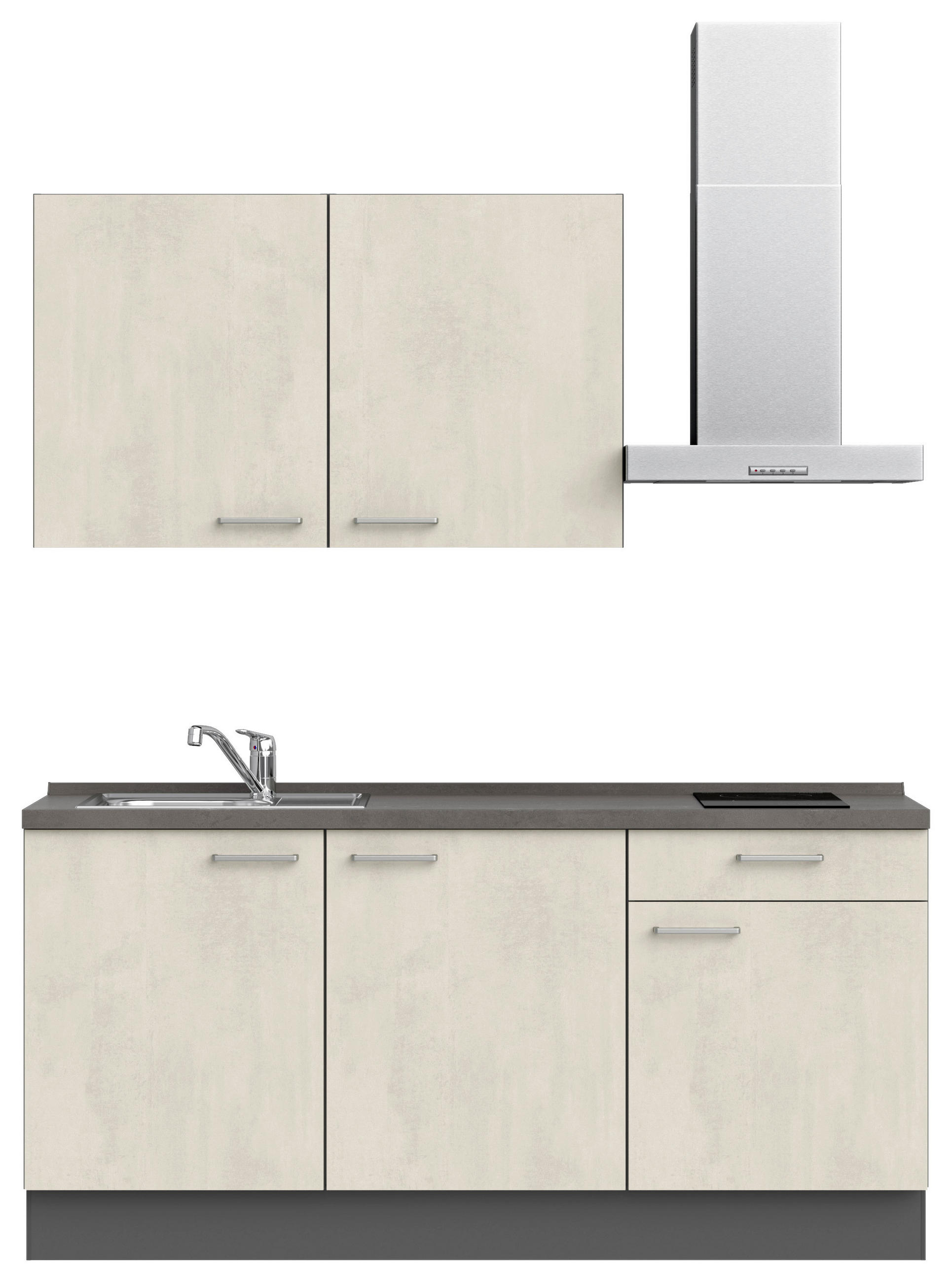 BUCĂTĂRIE FĂRĂ ELECTROCASNICE  - ardeziu/alb, Modern, metal/material pe bază de lemn (180cm) - Nobilia