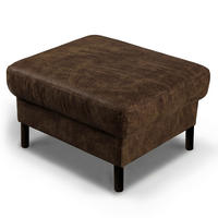 HOCKER Lederlook Echtleder Dunkelbraun  - Dunkelbraun, Design, Leder/Textil (70/48/60cm) - Livetastic