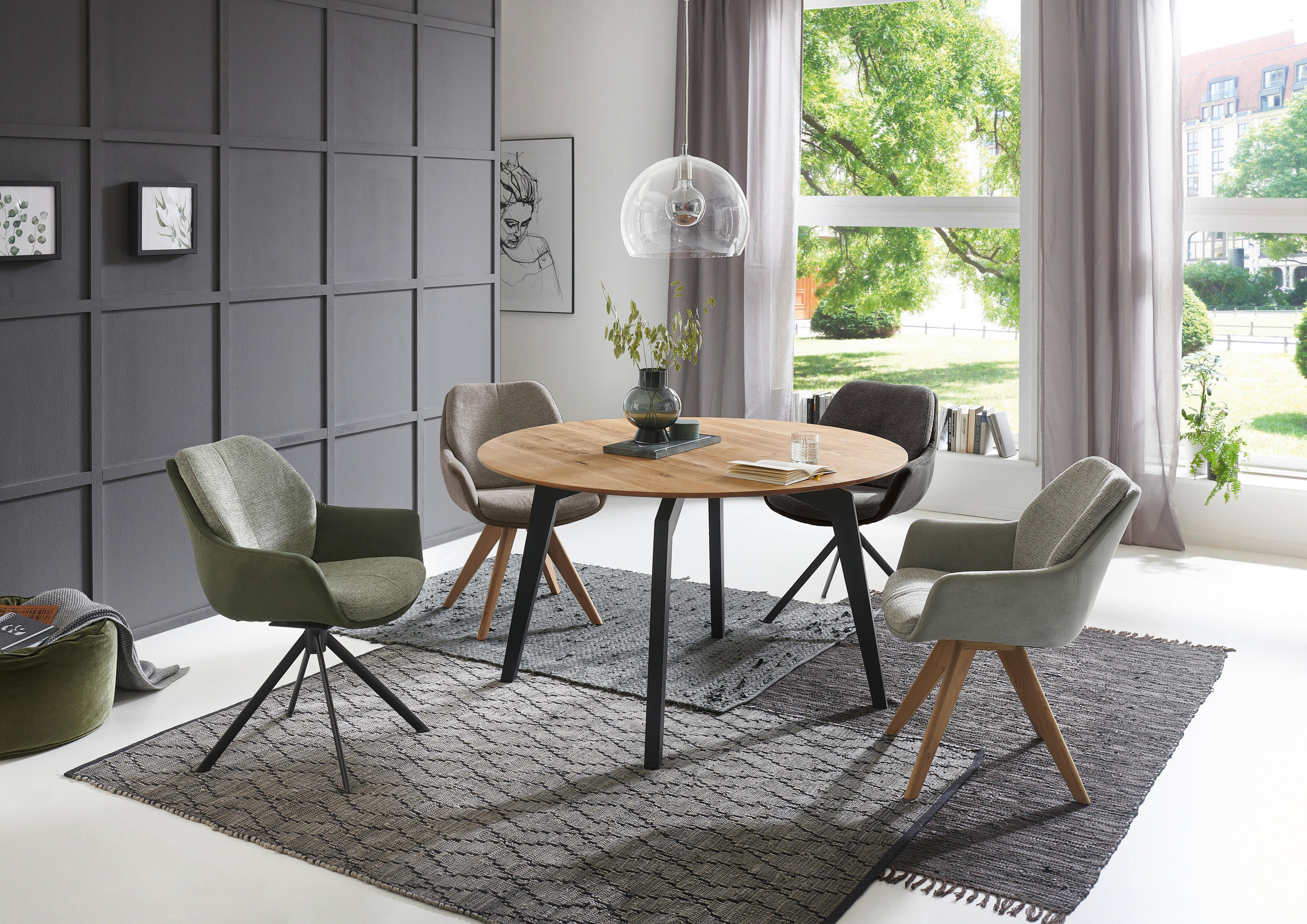 ARMLEHNSTUHL  in Webstoff, Mikrofaser  - Wildeiche/Eichefarben, Design, Holz/Textil (62/83,5/65cm) - Valnatura