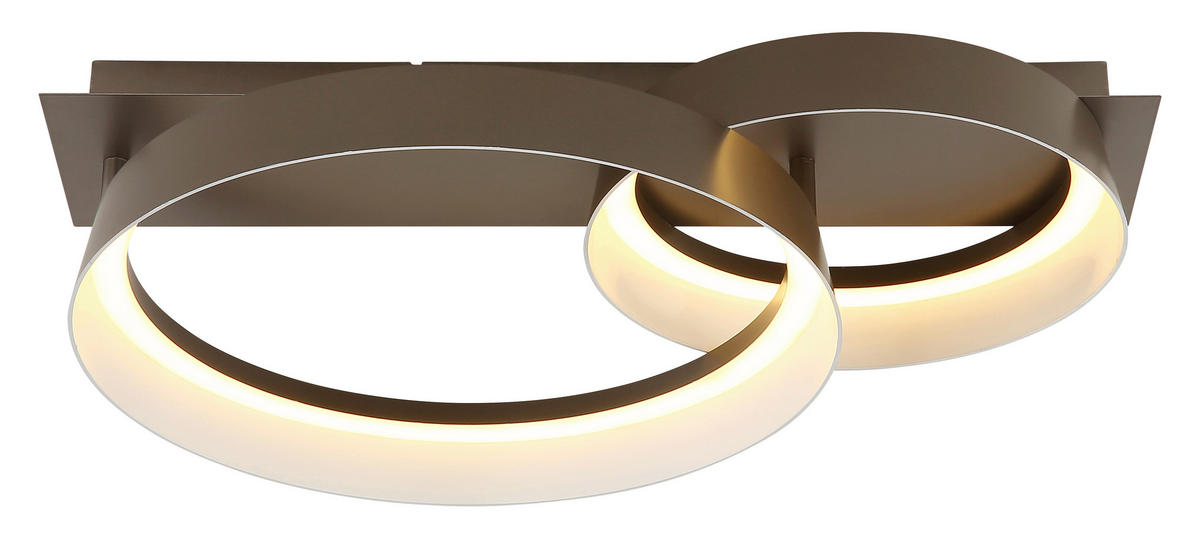 LED-DECKENLEUCHTE 50/35/12 cm   - Opal/Braun, Design, Kunststoff/Metall (50/35/12cm) - Globo