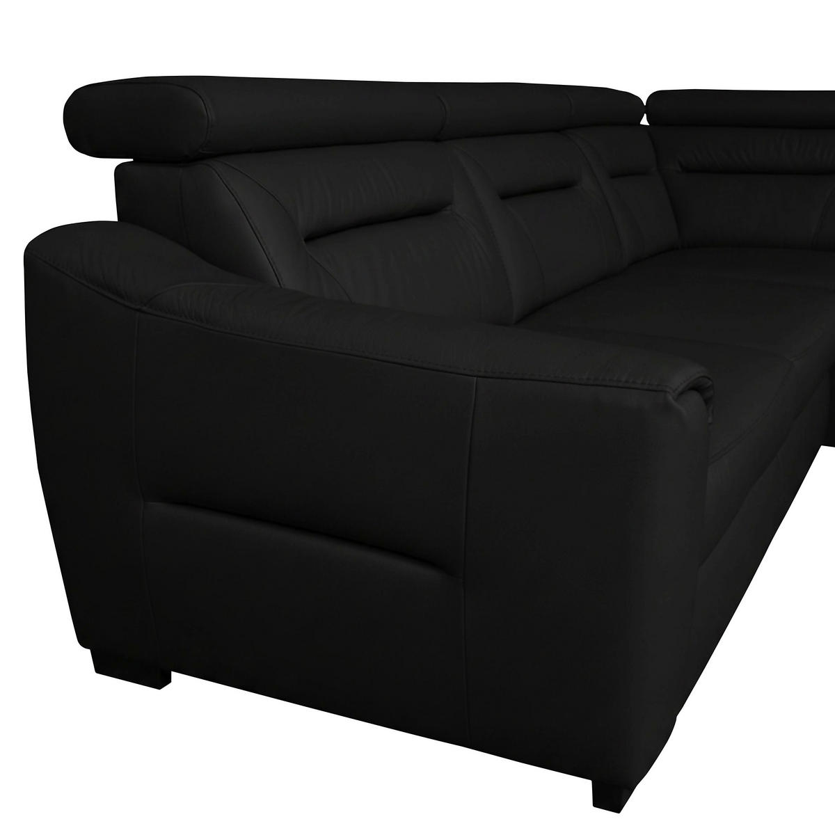 ECKSOFA Schwarz Echtleder Lederlook Bettkasten, Schlaffunktion, Rücken echt, Kopfteilverstellung  - Wengefarben/Schwarz, Design, Leder/Holz (260/212cm) - Celina Home