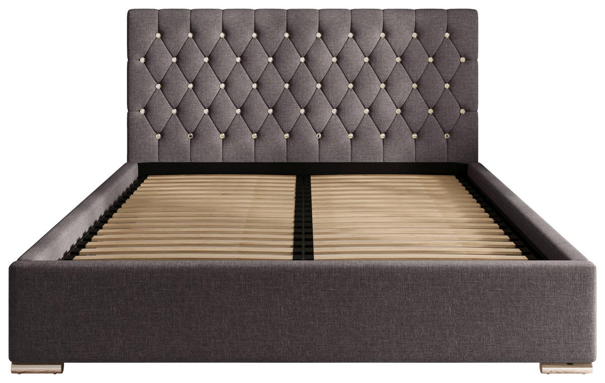 POLSTERBETT 200/200 cm,  in Anthrazit, gepolstertes Kopfteil, Lattenrost, Bettkasten,  - Chromfarben/Anthrazit, MODERN, Holz/Kunststoff (200/200cm) - Chameo