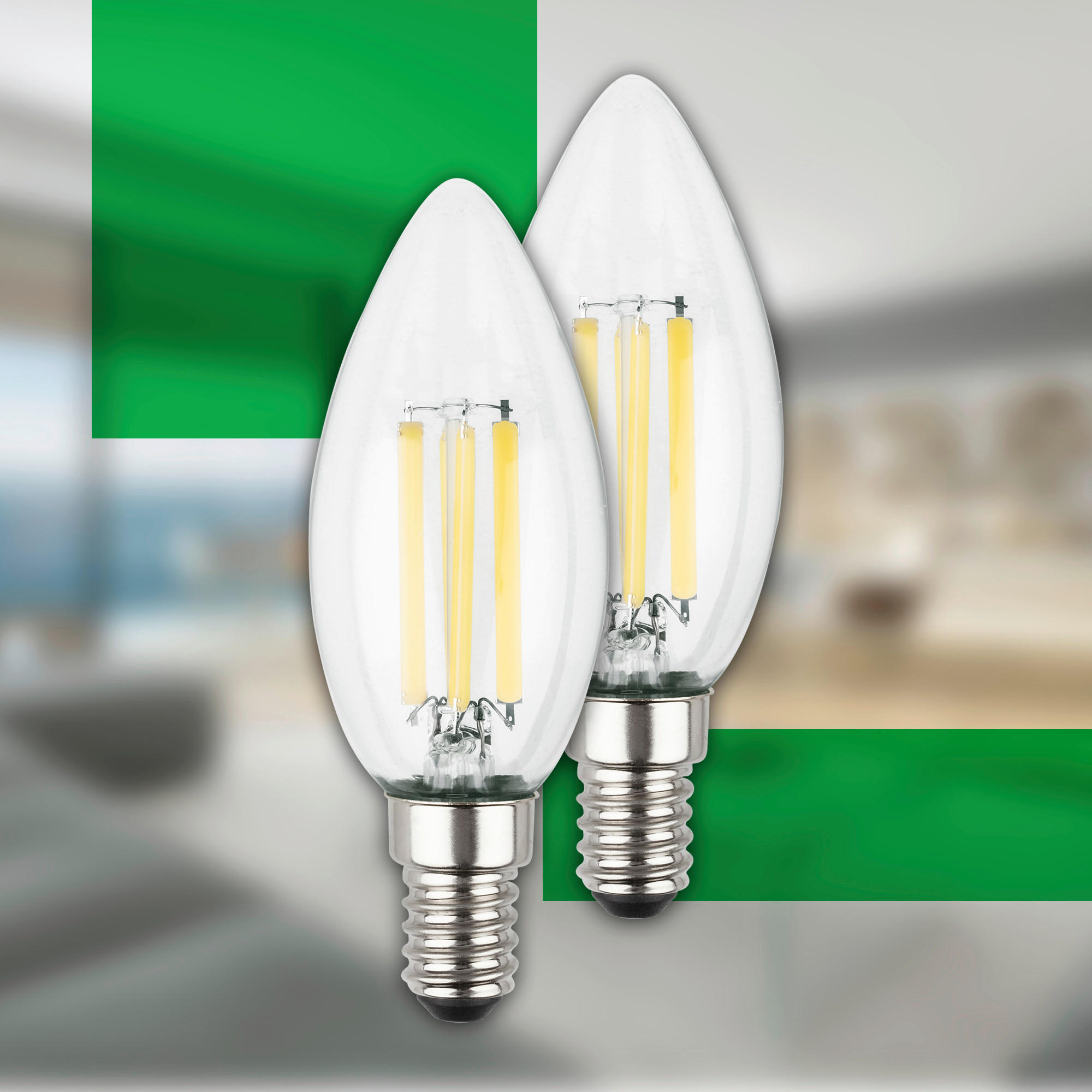 LED-LEUCHTMITTEL   E14 4 W 840 lm  - Silberfarben, Basics, Glas (3,5/9,8cm)