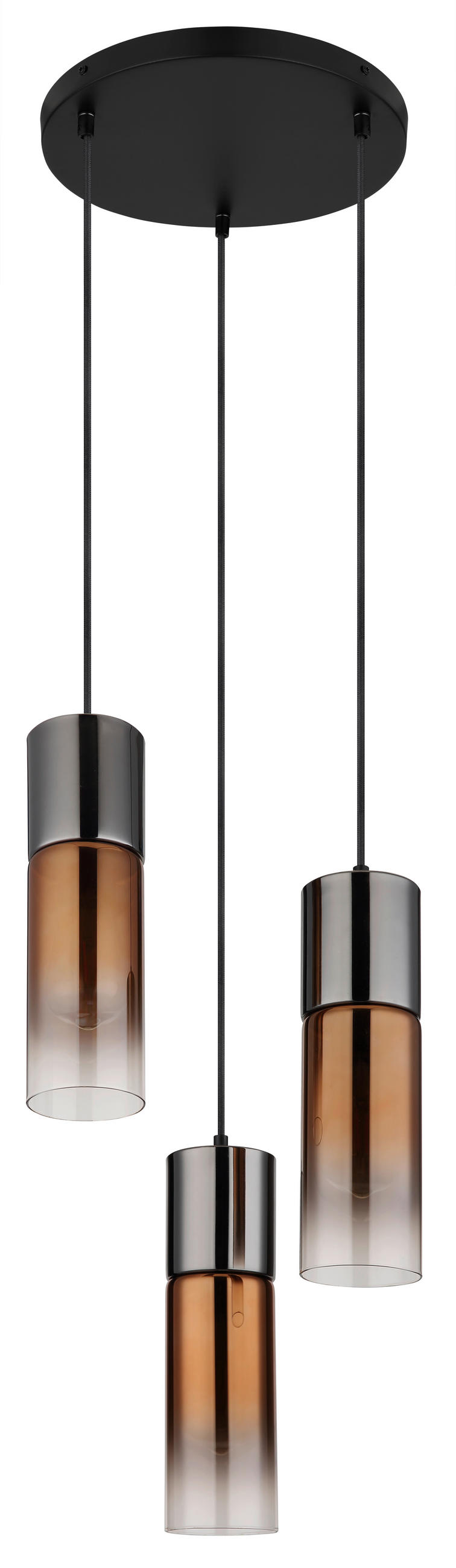 HÄNGELEUCHTE 34/150 cm    - Klar/Schwarzchrom, Design, Glas/Textil (34/150cm) - Globo