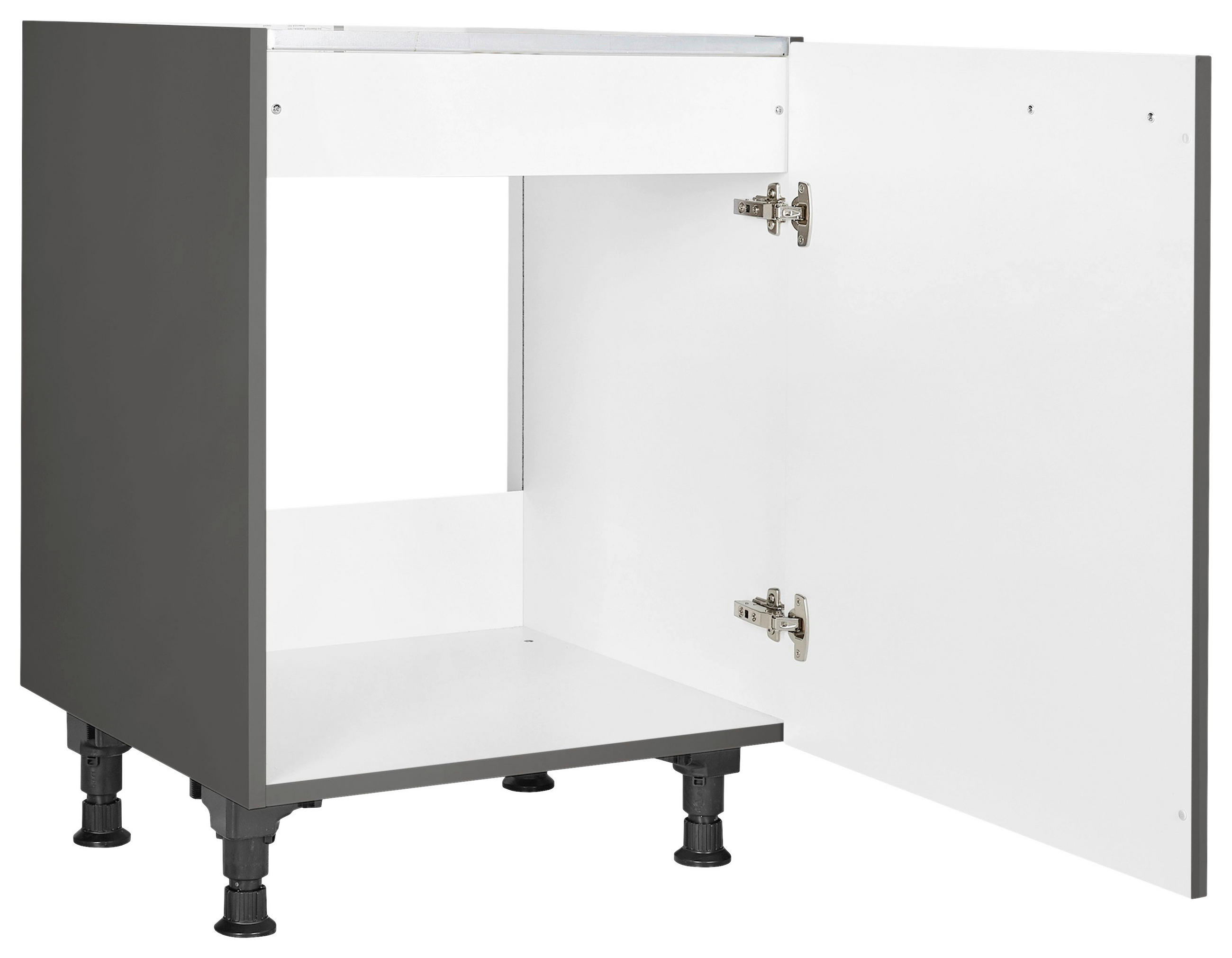 SPÜLENUNTERSCHRANK 60/87/56 cm  in Schieferfarben  - Schieferfarben/Edelstahlfarben, MODERN, Holzwerkstoff/Metall (60/87/56cm) - Nobilia