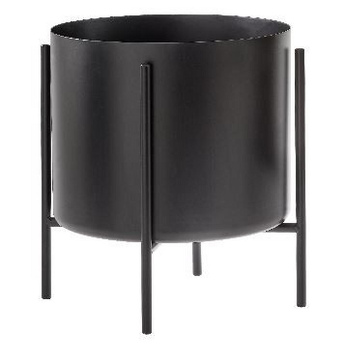PFLANZENTOPF   - Schwarz, Basics, Metall (26,5/28,5cm) - Ambia Home