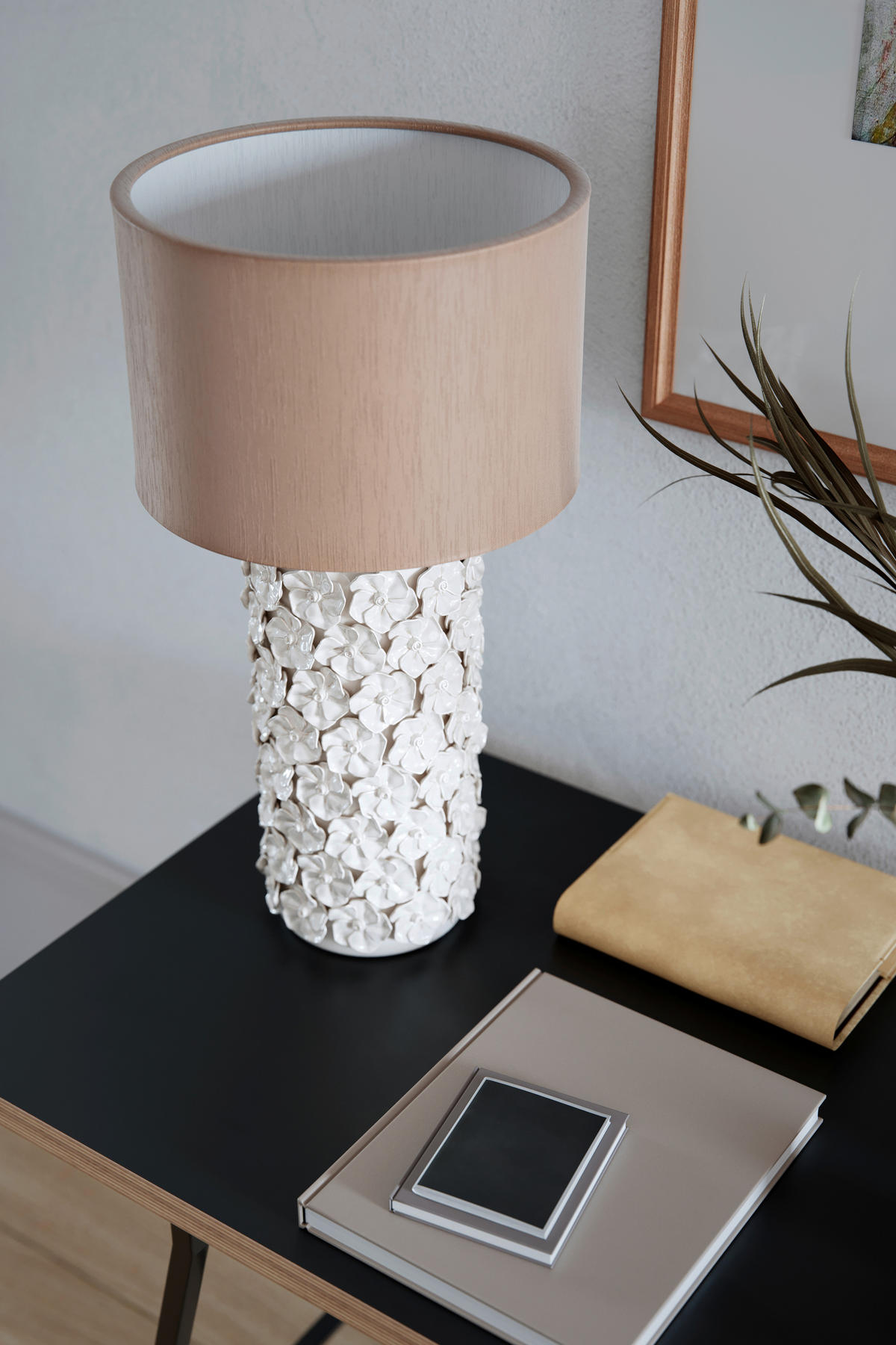 TISCHLEUCHTE 30/54.5 cm   - Beige, KONVENTIONELL, Keramik/Textil (30/54.5cm)
