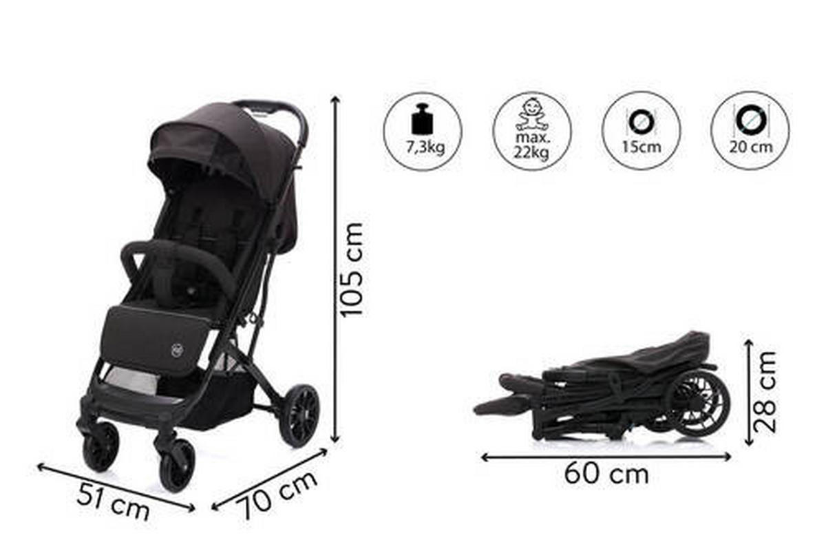 BUGGY Styler Elite  - Schwarz, Basics, Textil/Metall (105/70/51cm) - Fillikid
