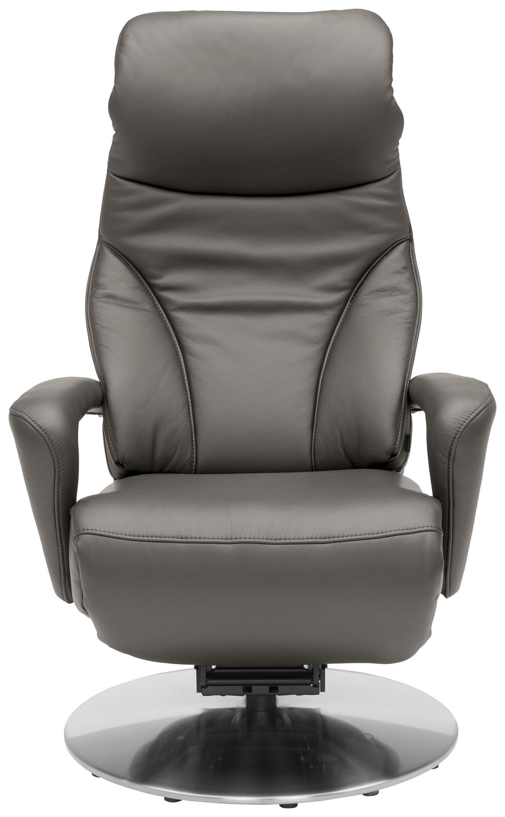 RELAXSESSEL in Leder Graubraun  - Edelstahlfarben/Graubraun, Design, Leder/Metall (75/117/88cm) - Dieter Knoll