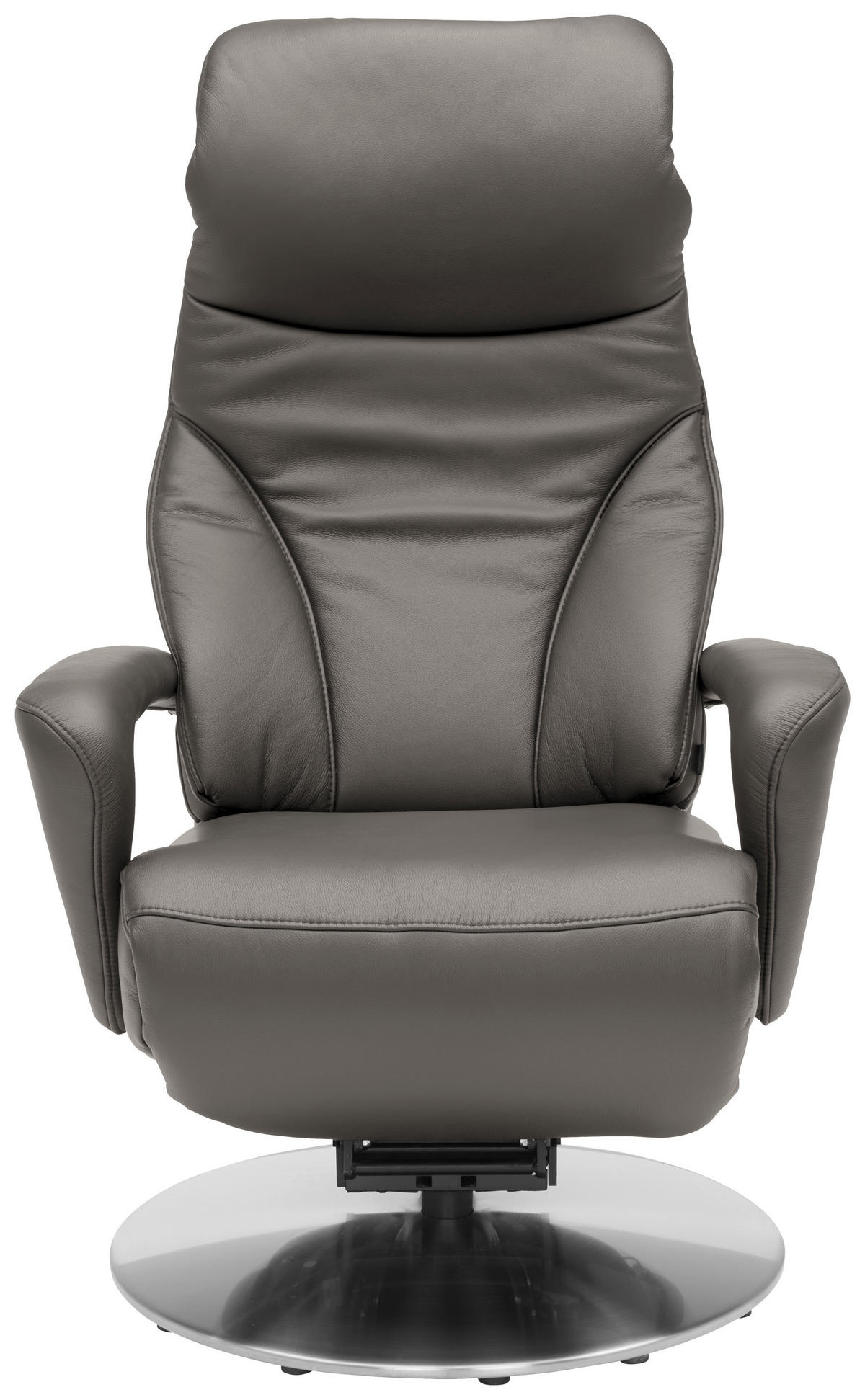 RELAXSESSEL in Leder Graubraun  - Edelstahlfarben/Graubraun, Design, Leder/Metall (75/117/88cm) - Dieter Knoll