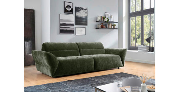 BIGSOFA Chenille Olivgrün - Schwarz/Olivgrün, KONVENTIONELL, Kunststoff/Textil (300/91/116cm) - Cantus